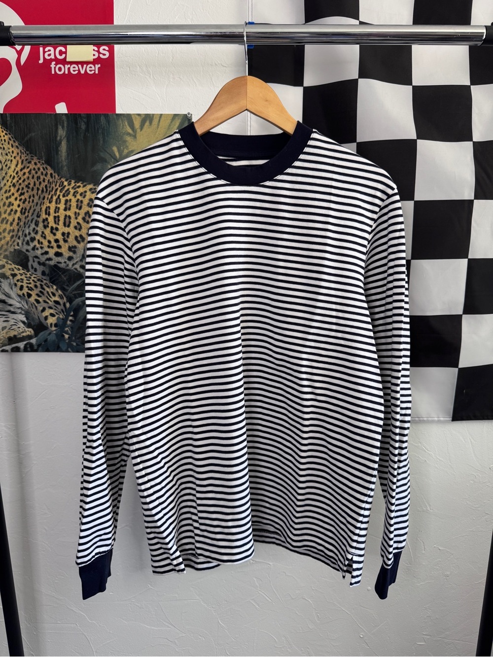 Uniqlo AIRism Cotton Striped Long Sleeve T-Shirt